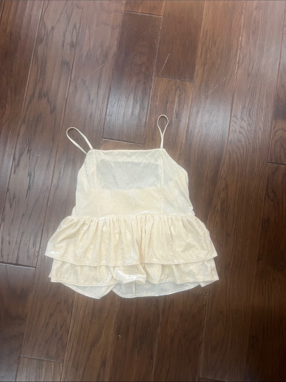 American Eagle Outfitters Cream Layered Ruffle Spaghetti Strap Camisole